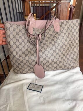 Gucci Pink GG Supreme Tote Bag